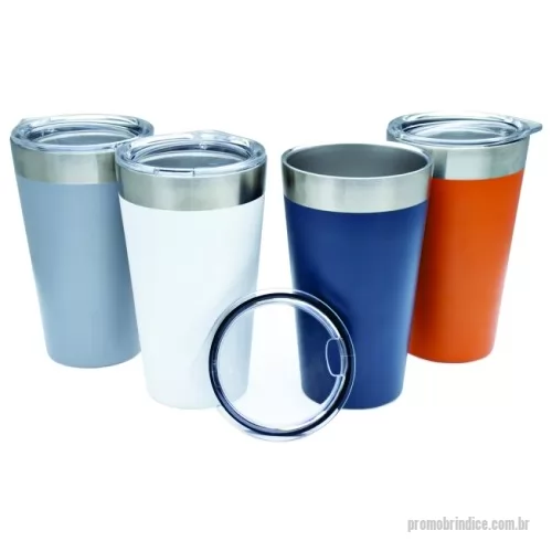 Copo térmico personalizado - Copo térmico com capacidade de 473ml feito em inox com parede dupla, acompanha tampa acrílica de encaixe com bocal.  Altura :  14,9 cm  Largura :  9,4 cm