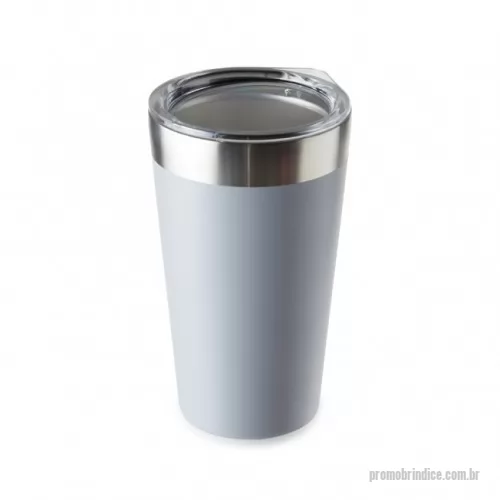 Copo térmico personalizado - Copo térmico com capacidade de 473ml feito em inox com parede dupla, acompanha tampa acrílica de encaixe com bocal.