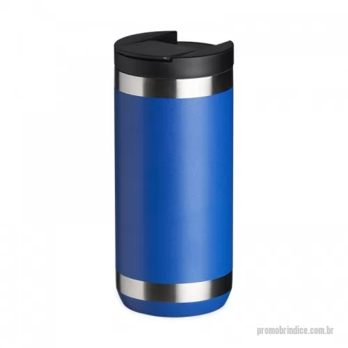 Copo térmico personalizado - Copo térmico de inox, feito de parede dupla com capacidade para 350ml. Contém tampa plástica com bocal e trava de segurança.