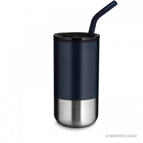 Copo térmico personalizado - Copo em inox fosco com canudo removível, com capacidade de até 500ml. Parte interna revestida com plástico.