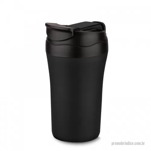 Copo térmico personalizado - Copo térmico com parede dupla, saída de líquido tanto por sucção (canudo) como por bico, com base revestida de borracha antiderrapante