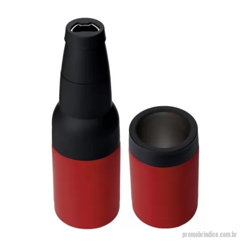 Copo térmico personalizado - Copo térmico multiuso em inox e plástico, pode ser usado como porta long neck ou porta lata, possui abridor de garrafa.