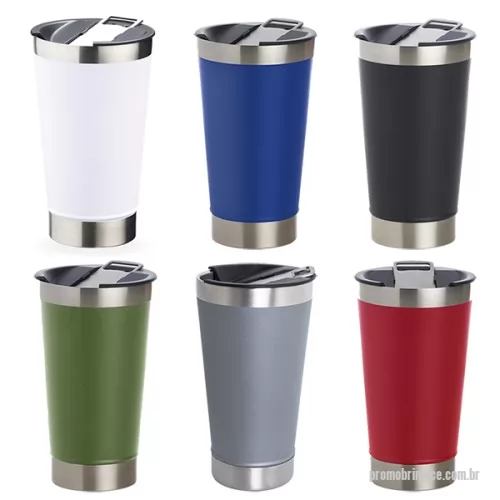Copo térmico personalizado - Copo térmico de inox com acabamento liso e capacidade 500ml, material livre de BPA. Contém tampa com abridor.
