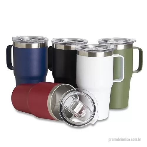 Copo térmico personalizado - Caneca Metal Térmica com Tampa Transparente