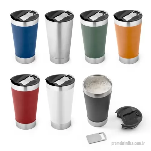 Copo térmico personalizado -  Copo térmico de viagem em aço inox 630 mL Copo de viagem em aço inox térmico, com parede dupla isolada a vácuo. Capacidade até 630 mL. A tampa inclui um abridor de garrafas. Ideal para preservar as suas bebidas frias ou quentes. Fornecido em caixa presente de papel kraft. Certificação EU Food Grade. ø97 x 171 mm
