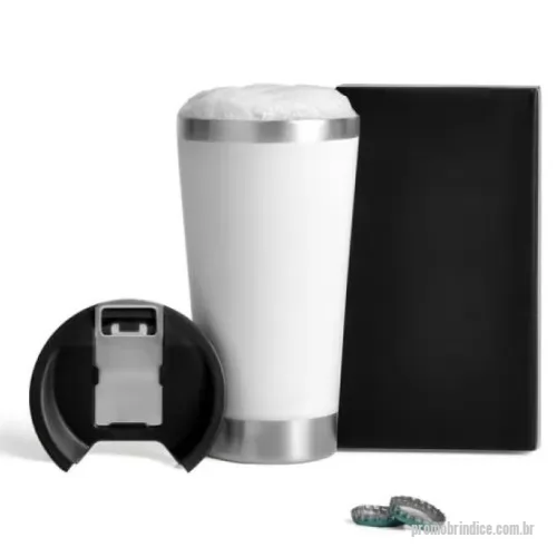 Copo térmico personalizado - Copo Térmico C/ Tampa E Abridor - Branco - 500 Ml IC-03500 Embalagem Caixa Preta 180x100x100 mm (AxLxP)