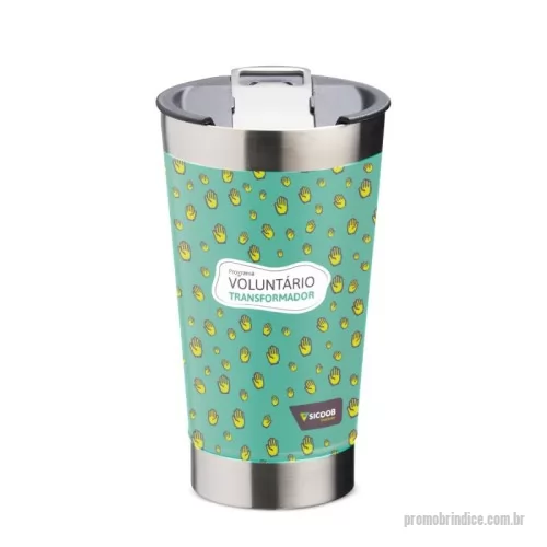 Copo térmico personalizado - Copo Térmico com Abridor 500 ml com gravação 360º digital