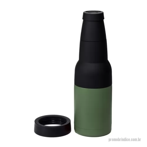 Copo térmico personalizado - Copo térmico multiuso em inox e plástico, pode ser usado como porta long neck ou porta lata, possui abridor de garrafa.