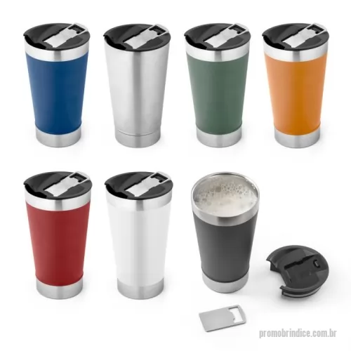 Copo térmico personalizado - Copo térmico de inox com acabamento liso e capacidade 500ml, material livre de BPA. Contém tampa com abridor.