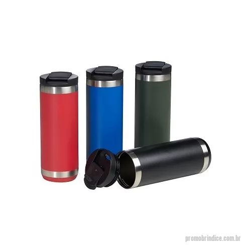 Copo térmico personalizado - Copo térmico de inox , feito de parede dupla com capacidade para 550ml. Contém tampa plástica com bocal e trava de segurança.