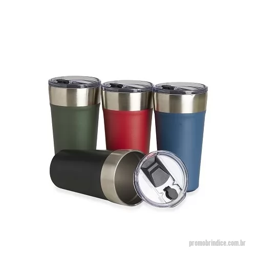 Copo térmico personalizado - Copo térmico com canudo de capacidade para 500ml . Feito em inox 18/8 e livre de BPA. Possui abridor de garrafas acoplado em sua base. Acompanha canudo e tampa de plástico