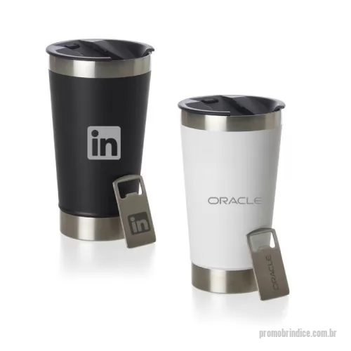 Copo térmico personalizado - Copo térmico de inox com capacidade 500ml, contém tampa com abridor.