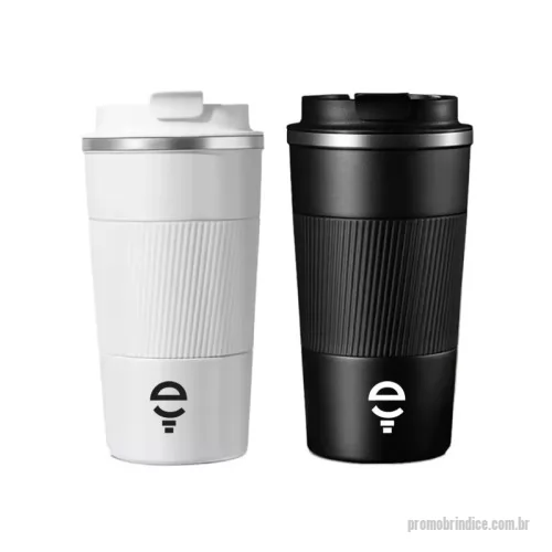 Copo térmico personalizado - Copo térmico com capacidade de 480ml, em inox resistente. Possui tampa com rosca segura e pega em silicone que proporciona mais conforto e praticidade no manuseio. Durável e elegante, a escolha perfeita para todas as ocasiões.