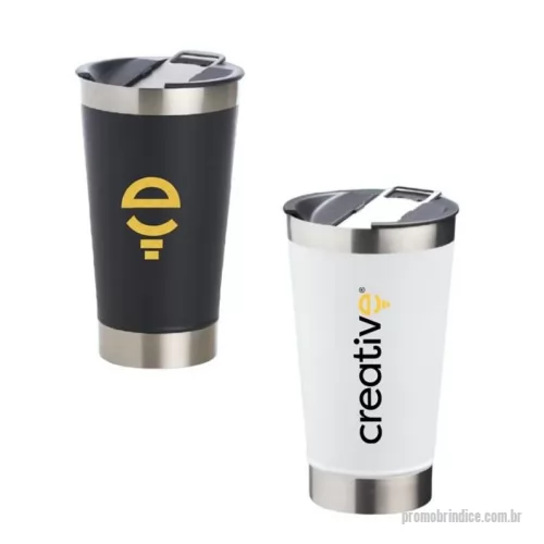 Copo térmico personalizado - Copo térmico em inox com acabamento liso e capacidade de 500ml, fabricado em material livre de BPA, que garante segurança e durabilidade. Possui excelente desempenho térmico e mantém bebidas quentes ou frias por horas.  Características: • Corpo em inox; • Capacidade de 500ml; • Tampa com abridor embutido.