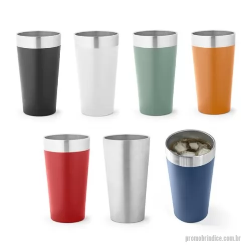 Copo térmico personalizado - Copo de viagem em aço inox térmico, com parede dupla isolada a vácuo. Capacidade até 540 mL. Ideal para preservar as suas bebidas frias ou quentes. Fornecido em caixa presente de papel Kraft reciclado. Certificação EU Food Grade. Gravação da logomarca a laser já incluso.