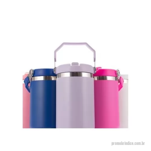 Copo térmico personalizado - Copo térmico inox com a capacidade máxima de 800 ml. Apresenta estrutura em parede dupla, tampa plástica rosqueável com vedação a vácuo com alça fixa em inox e uma camada em plástico, além de bico flexível. Acompanha canudo plástico para encaixe inte