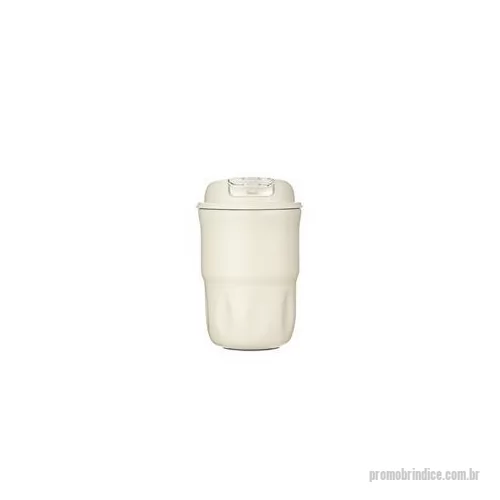 Copo térmico personalizado - Copo térmico em inox com pintura eletrostática, base antiderrapante e capacidade máxima de 350 ml. Conta ainda com tampa rosqueável em plástico com trava de segurança e acesso para alças. Acompanha alça em nylon com detalhe em couro sintético. Altura