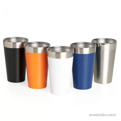 Copo térmico personalizado - Descrição: Copo térmico de inox com capacidade para 473ml.  Altura :  14,3 cm  Largura :  8,4cm  Circunferência :  26,5 cm  Medidas aproximadas para gravação (CxL):  12 cm X 6 cm  Peso aproximado (g):  180