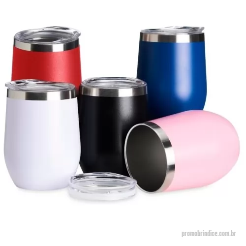 Copo térmico personalizado - Copo térmico de capacidade de 320ml, feito em inox, com parede dupla e tampa plástica (livre de BPA) com bocal para um consumo mais rápido e prático.