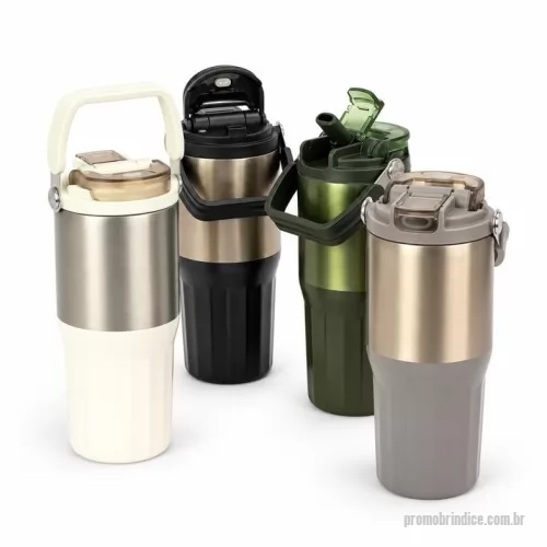 Copo térmico personalizado - Copo térmico personalizado com capacidade máxima de 700 ml, estrutura de parede dupla e design moderno com base facetada. Possui interior em inox 304, exterior em inox 201 com acabamento metalizado, tampa rosqueável em PP, vedação em silicone, alça para transporte, bocal com trava de segurança e bico flip com canudo interno removível. Ideal para brindes corporativos, eventos, academias, viagens, ações promocionais e presentes para clientes e colaboradores. Pode ser personalizado com logotipo ou identidade visual da empresa. Medidas aproximadas: 10,8 x 21,9 cm. Circunferência: 28,3 cm. Área de gravação: 7,5 x 3 cm. Peso aproximado: 412 g.