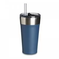 Copo térmico com canudo de capacidade para 500ml . Feito em inox 18/8 e livre de BPA. Possui abridor de garrafas acoplado em sua base. Acompanha canudo e tampa de plástico.