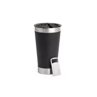 Copo térmico inox 500 ml com tampa e abridor, acabamento levemente texturizado. Tampa livre de BPA. Altura : 17,3 cm Largura : 9,6 cm Circunferência : 28,8 cm Tamanho total aproximado CxL : Diâmetro: 8,9 cm Peso aproximado g : 272