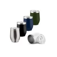 Copo térmico em inox com capacidade para até 350ml. Possui estrutura de parede dupla que ajuda a manter a temperatura de líquidos por mais tempo. Conta ainda com tampa plástica com anel de vedação e abertura para o bocal. Altura : 11,8 cm Largura : 8