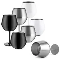 Copo/taça térmico de 350 ml brilhosa, em inox (interno 304 / externo 201), haste removível em plástico PP, discos de borracha para estabilidade. Dimensão do Produto (com haste): 20xø8cm Dimensão do Produto (sem haste): 10xø8cm