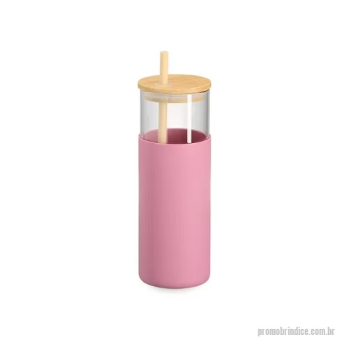 Copo vidro personalizado - Copo de vidro borossilicato com capacidade de 500ml. Inclui canudo e tampa de bambu com abertura para canudo, além de uma luva de silicone para melhor aderência. Cores Dispon[iveis: Azul, Bege, Branco, Cinza, Preto, Rosa e Verde.