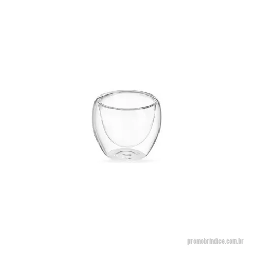 Copo vidro personalizado - Copo de vidro borossilicato parede dupla com capacidade para 80ml.  Altura: 6,1 cm Largura: 6,9 cm Medidas aproximadas para gravação: (CxL): 2,5 cm x 3 cm