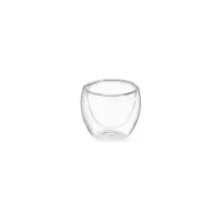 Copo de vidro borossilicato parede dupla com capacidade para 80ml.  Altura: 6,1 cm Largura: 6,9 cm Medidas aproximadas para gravação: (CxL): 2,5 cm x 3 cm