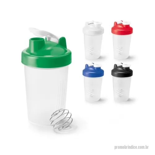 Coqueteleira personalizada - Shaker em HDPE com tampa flip top em PP. Incluso misturadora em aço inox e escala de medição até 400 mL. Capacidade até 550 mL. Caixa branca 94654 vendida opcionalmente. Certificação EU Food Grade. ø93 x 160 mm