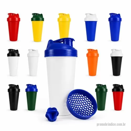 Coqueteleira personalizada - Coqueteleira em polipropileno, de fabricação própria, acompanhada de peneira e misturador para auxiliar no preparo de bebidas. Leve, resistente e prática, é ideal para misturar shakes, suplementos, vitaminas e preparos rápidos com mais facilidade. A 
