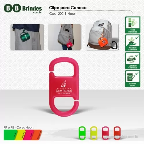 Cordão para caneca personalizado - Clipe para caneca encaixável, fabricado em PP com alta resistencia. Ideal para fixar em mochilas, cintura, para uso em eventos, escolas, passeios e viagens.