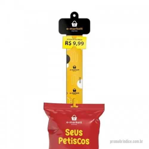 Cross personalizados - Fita para pendurar produtos leves, como salgadinhos, queijo ralado e outros. Feito em PSAI 0,50mm, com impressão UV direto no material. Possui 13 