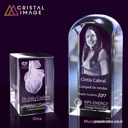 Cubo porta foto personalizado - Blocos Cristal gravação 2D e 3D de foto ou imagem