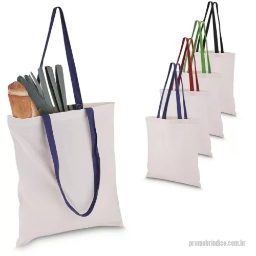 Ecobag personalizado - Sacola em algodão cru 140g/m² com alça colorida em algodão liso. Alça com altura de 29 cm, ideal para transporte.