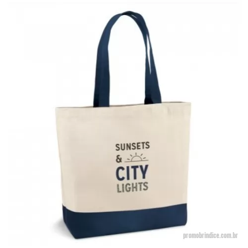 Ecobag personalizado - Sacola 100% algodão canvas (280 g/m²) com bolso interior e alças e fundo coloridos