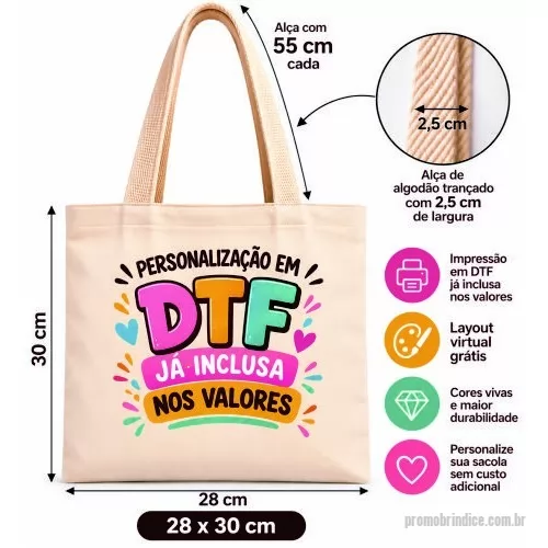 Ecobag personalizado - Ecobag Ecologica em Algodão Cru 160gr - Tamanho 28L x 30A