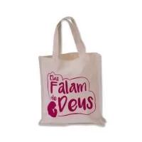 Ecobag em algodão cru, tamanho 30 x 35 cm e gravação em silk