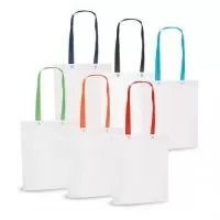 Sacola em non-woven (80 g/m²) termo-selado com alças de 55 cm. 330 x 390 x 80 mm