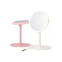 Espelho de Mesa Plástico com LED  Descrição: Espelho de mesa com estrutura plástica, fácil montagem e rotação de até 90°. Conta com iluminação LED recarregável com três níveis de intensidade, ajustáveis por botão de toque (touch) diretamente no espelho. Acompanha cabo USB-C para recarga.  Dimensões do produto:  Altura: 30 cm  Largura: 18,5 cm  Diâmetro do espelho: 15 cm  Peso aproximado: 273 g  Área aproximada para gravação (CxL): 5 cm x 10 cm Ideal para personalização através de UV, laser ou adesivo.