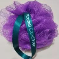 Esponja de nylon em formato de flor.