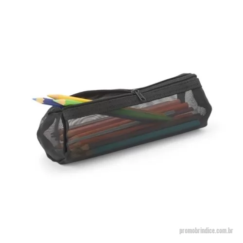 Estojo porta lápis personalizado - Estojo feito em nylon, seu design respirável permite a circulação de ar para manter todos os itens arejados.