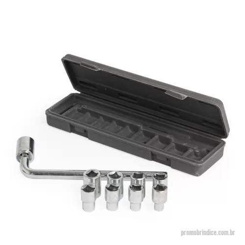 Ferramenta personalizada - Kit ferramenta com 10 peças em estojo plástico. Contém: 1 chave L e 9 soquetes.