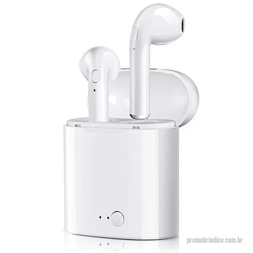 Fone de Ouvido Bluetooth personalizado - Earpods Wireless Personalizado. Modelo possui tecnologia Bluetooth, som estéreo, microfone para atender chamadas. Brinde útil para ouvir suas músicas e atender ligações. Possui bom espaço para personalizar a logomarca de empresas e parceiros comercia