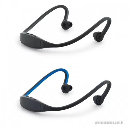 Fone de Ouvido Bluetooth personalizado - Fone de ouvido ideal para a prática esportiva, produzido em ABS e silicone, possui tecnologia bluetooth e conta com autonomia de aproximadamente uma hora. Atende chamadas e se conecta à playlist do mobile. Acompanha cabo micro USB.
