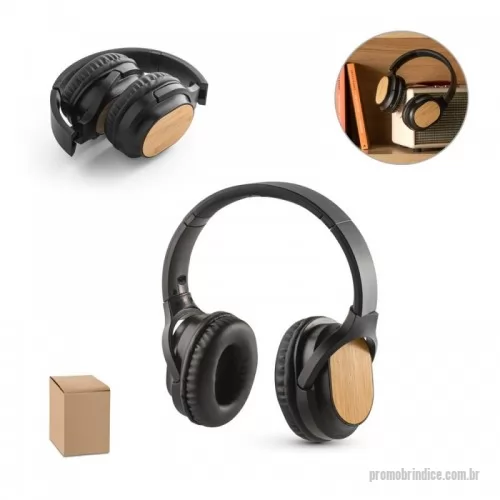 Fone de Ouvido Bluetooth personalizado - Fone de ouvido wireless em bambu