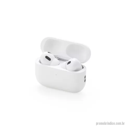 Fone de Ouvido Bluetooth personalizado - Fone de ouvido bluetooth com comandos touch e case carregador de fechamento magnético. Acompanha USB Lightning e cordão de nylon com clipe integrado que facilita a fixação em mochilas e bolsas.