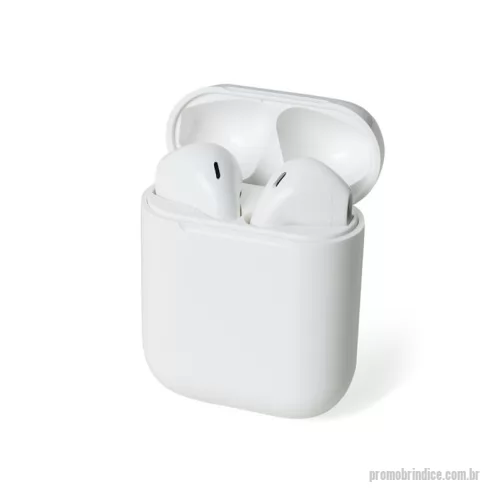 Fone de Ouvido Bluetooth personalizado -  Fone de ouvido bluetooth com comandos touch, microfone e case carregador de fechamento magnético. Fones e case com acabamento brilhante, acompanha USB Lightning.